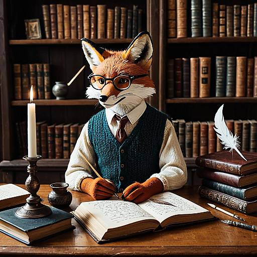 Fox Writer in Vintage Study
