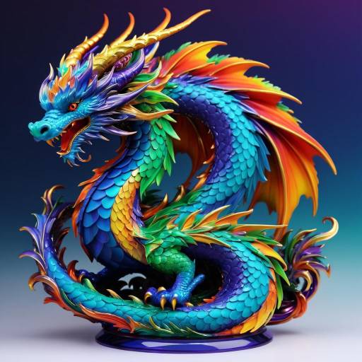 Vibrant Mythical Dragon Sculpture