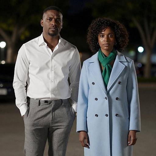 Nighttime Portrait of Two Serious Friends