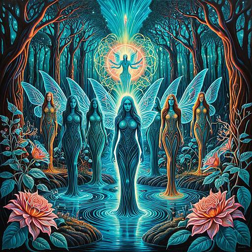 Psychedelic Sylphs in Neon Forest