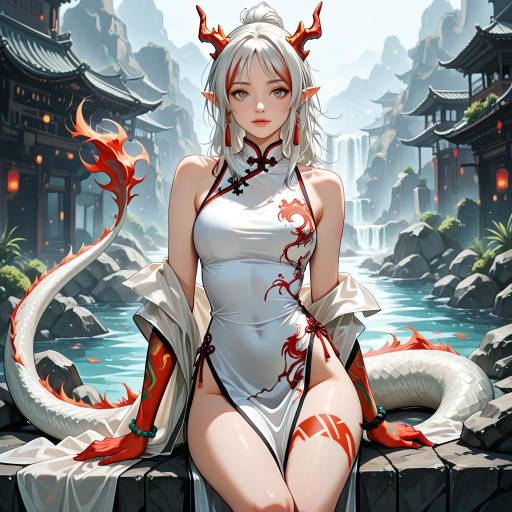 Stunning Dragon Girl in Traditional Dress