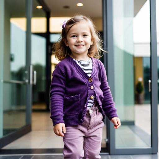 Smiling Toddler Girl in Purple Cardigan