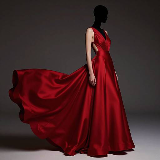 Bold Red Satin Gown Spotlight