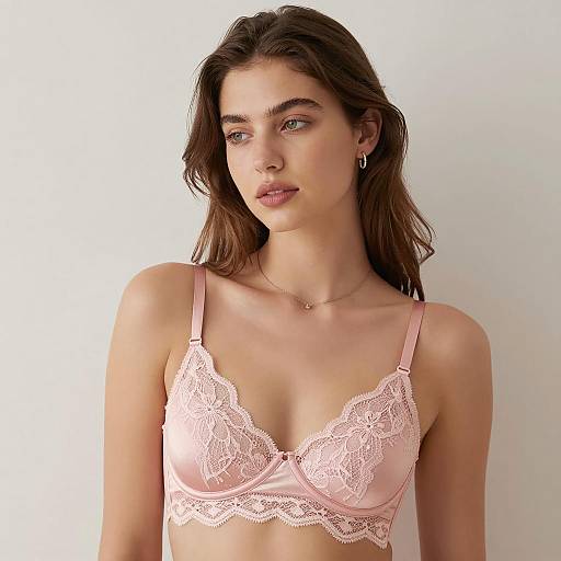 Elegant Young Woman in Lace Bra