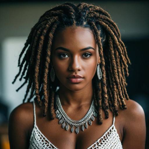 Realistic Crochet Locs on Dark-Skinned Beauty