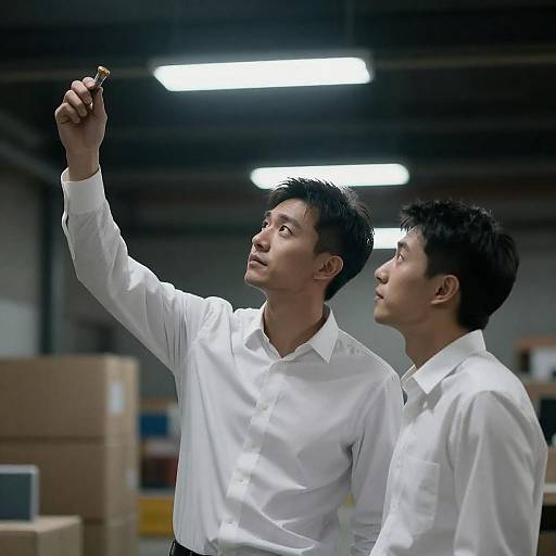 Cinematic Warehouse Confrontation Under Lights