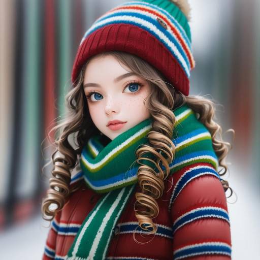 Stylish Girl with Scarf in Winter