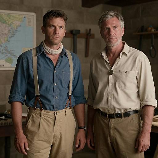 Rugged Duo in Rustic Stone Room