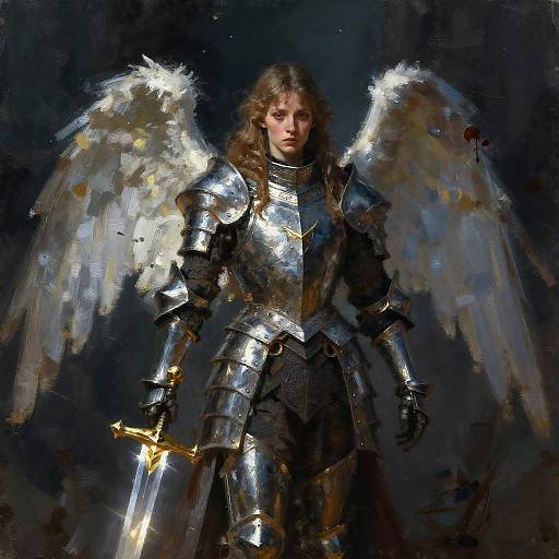 Angelic Crusader Portrait in Dark Fantasy