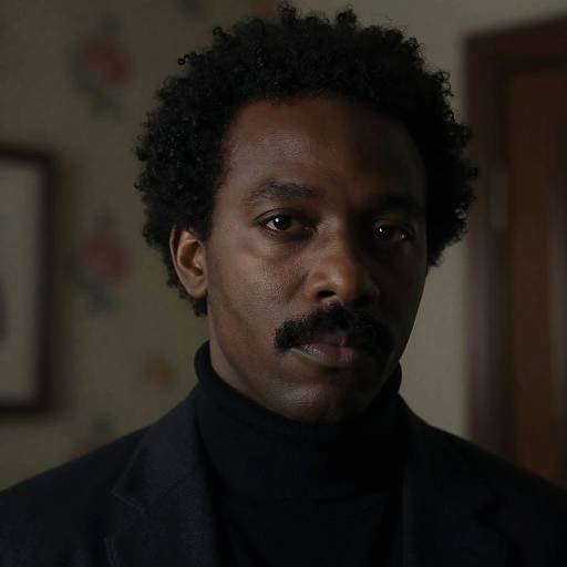 Serious Black Man in Black Turtleneck