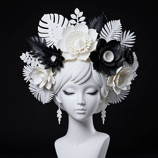 Porcelain Android with Floral Headpiece