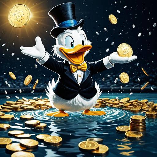 Scrooge McDuck Surrounded by Bitcoin Coins