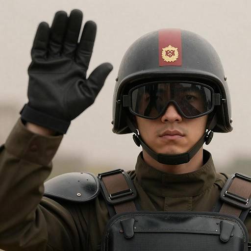 Intense Close-Up of a Soldier