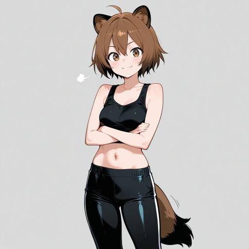 Stylish Raccoon Girl with Confident Pose Stylish Raccoon Girl with Confident Pose