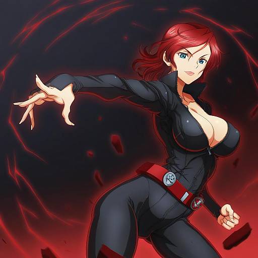 Illustration of Black widow, marvel in the style of Syunzou