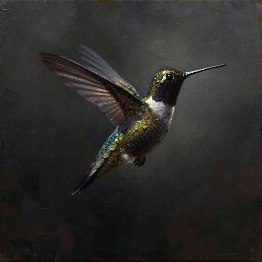 Painterly Silhouette of Hummingbird