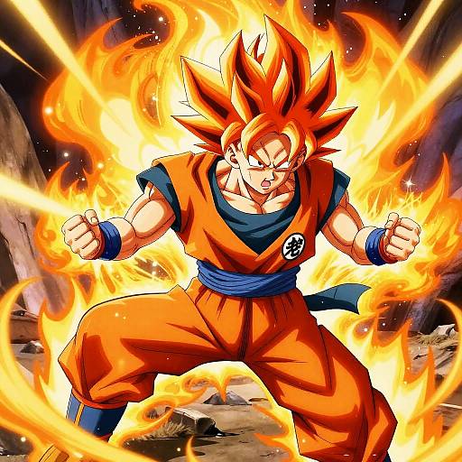 Goku Mid-Battle with Orange Hair