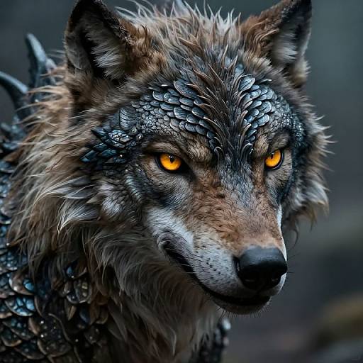 Dragon-Wolf Hybrid Portrait