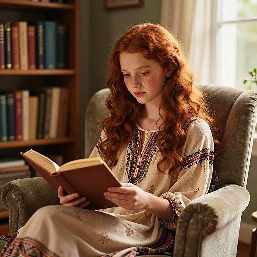Teen Girl Reading in Cozy Sunroom