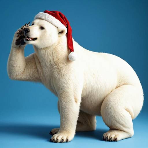 Playful Polar Bear in Festive Attire Playful Polar Bear in Festive Attire