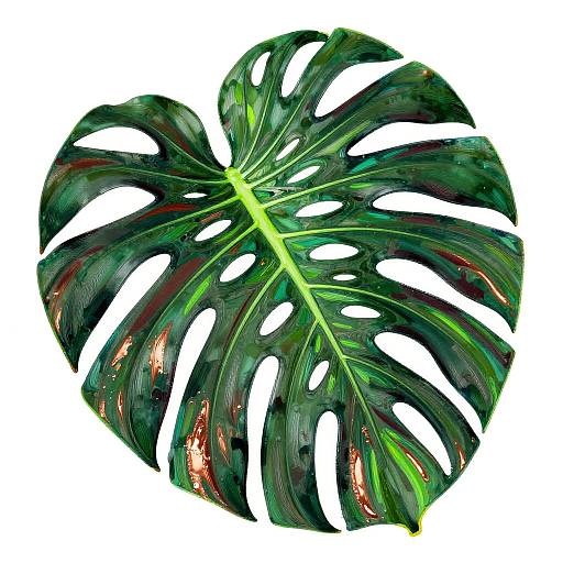 Emerald Monstera Leaf Silhouette Art