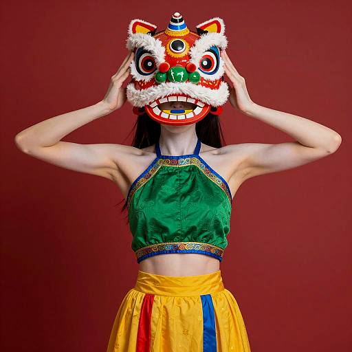 Vibrant Asian Woman in Traditional Costume