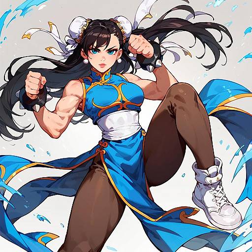 Toned Chun-Li Cosplay Fighting Pose