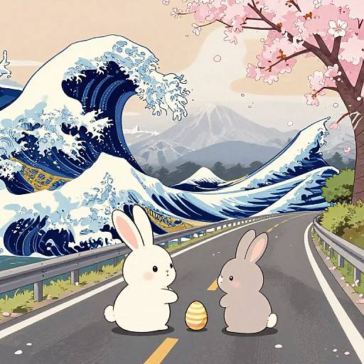 Anime Style Japan Mountain Easter Scene