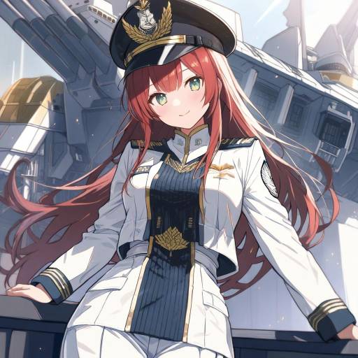 Vibrant Admiral with Red Hair and Flagship