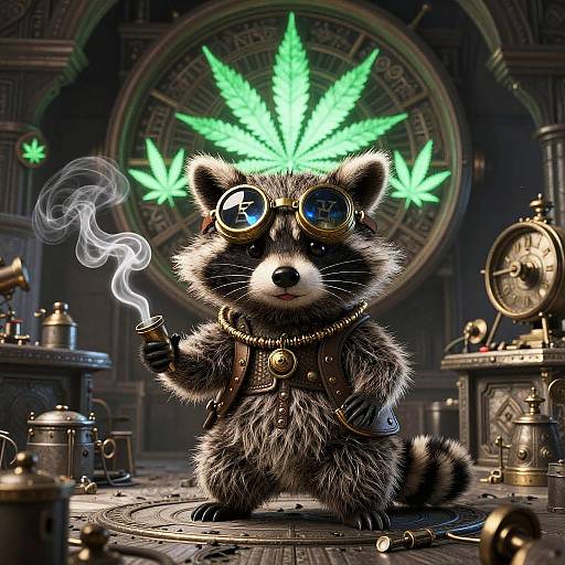 Steampunk Raccoon in Clock Tower
