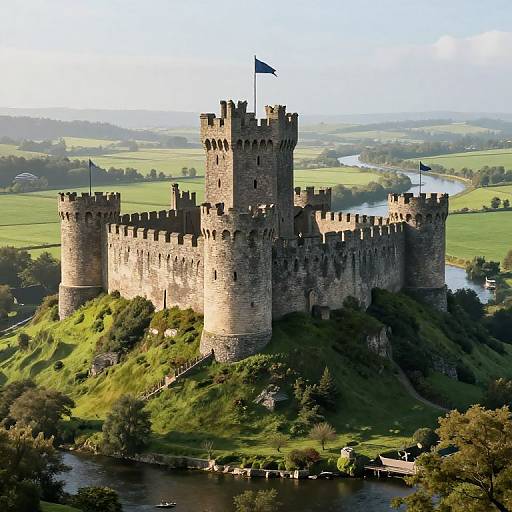 Medieval Stone Castle Fortress at Dawn