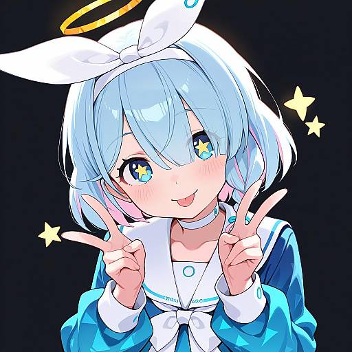 White-Haired Schoolgirl With Star Pupils