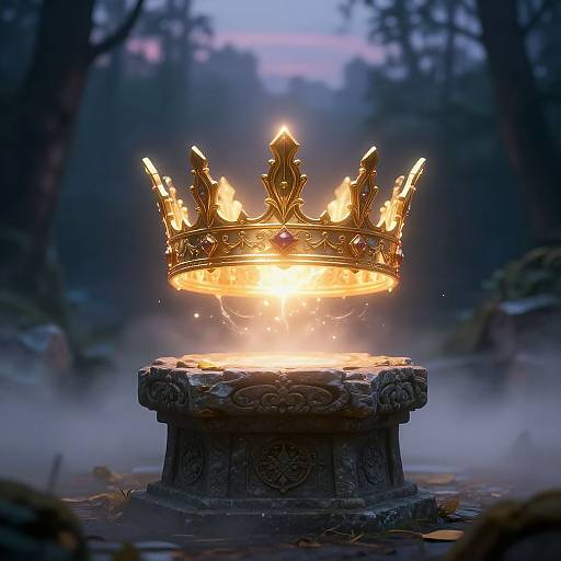 Magical Floating Crown on Pedestal