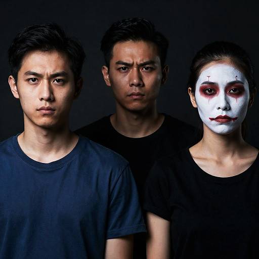 Dramatic Portrait of Three Intense Individuals