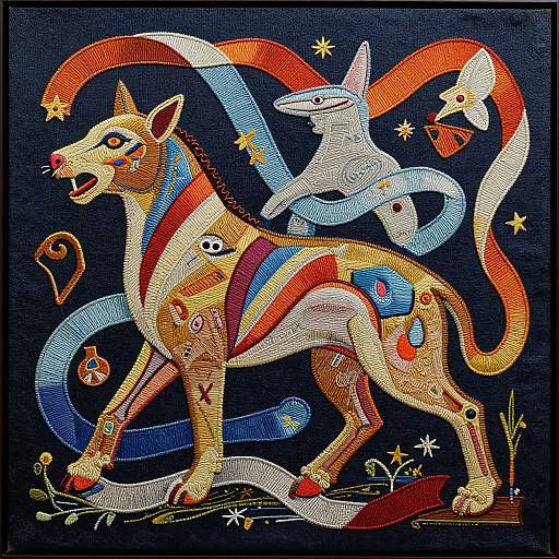 Surreal Ribbon Embroidery Hybrid Creature