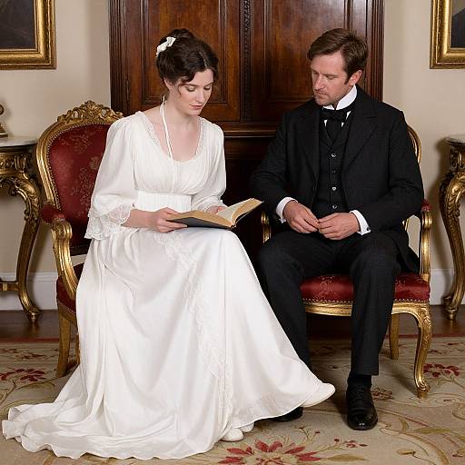 Elegant Victorian Couple in Classic Setting