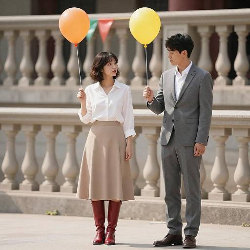 Sunny Outdoor Portrait with Colorful Balloons