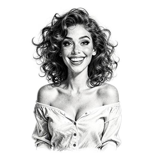 Playful Cartoonish Woman Pencil Sketch