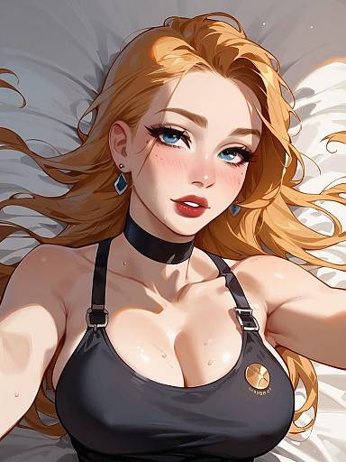 Cosplay Woman in Sci-Fi Corset Taking Selfie