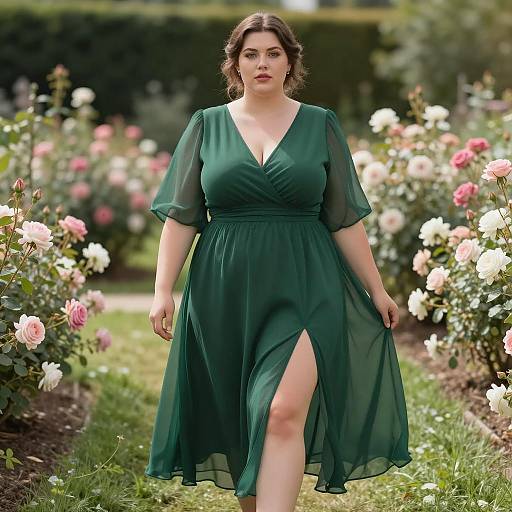 Elegant Plus Size Woman in Garden