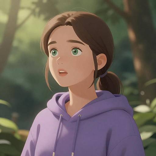 Surprised Woman in Forest Setting