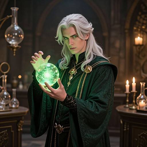 Mystical Alchemist with Glowing Orb