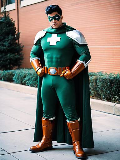 Man in Green Superhero Costume