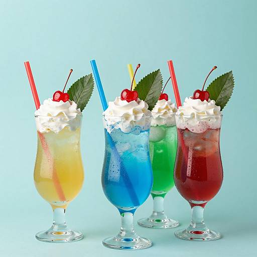 Colorful Creamy Cocktails with Cherries