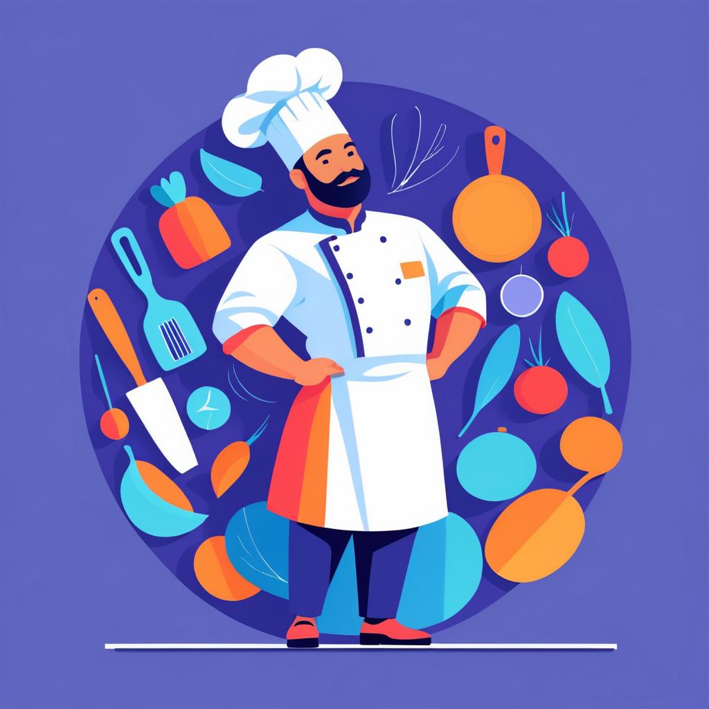 Minimalist Chef Illustration in Bright Hues