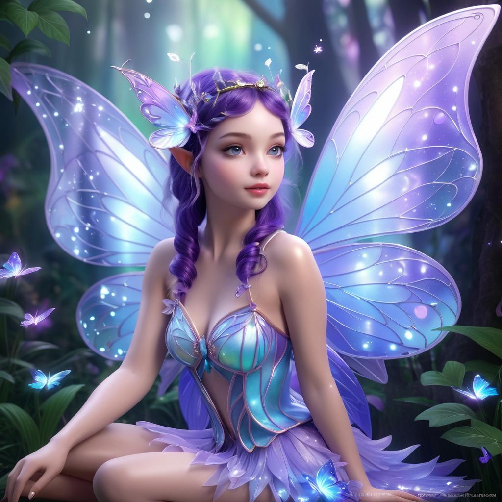 Whimsical Fairy with Butterfly Wings