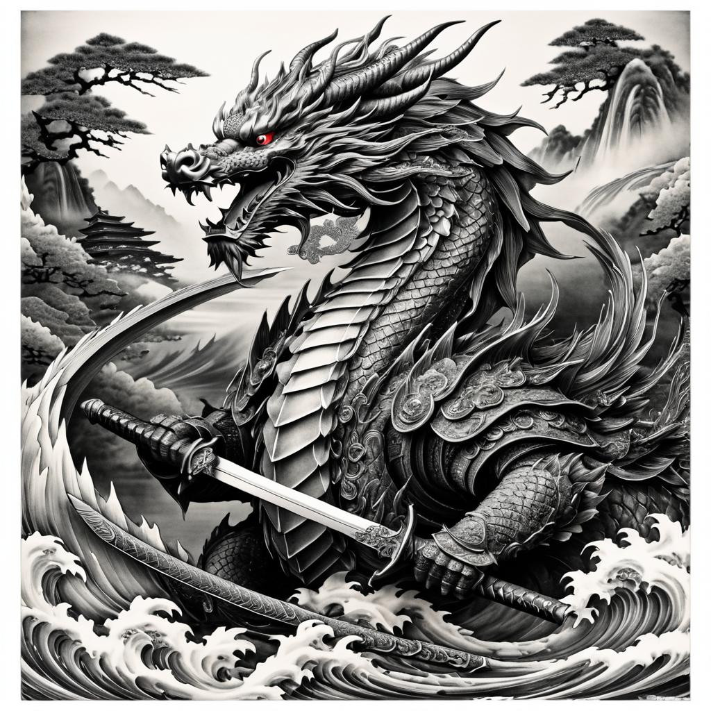 Majestic Japanese Dragon in Armor