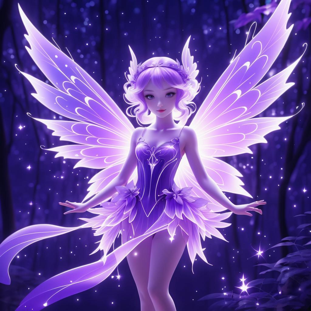 Ethereal Purple Fairy in Anime Style