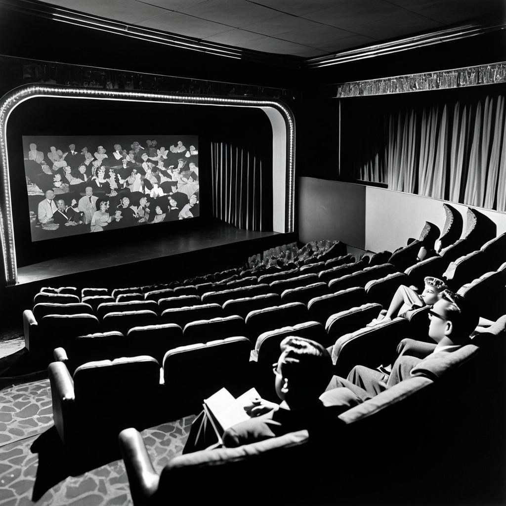 Romantic Cinema Night in 1950s Theater