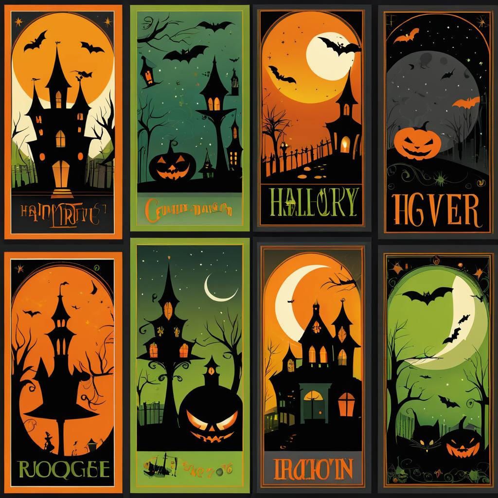 Retro Halloween Characters Trading Cards Collection